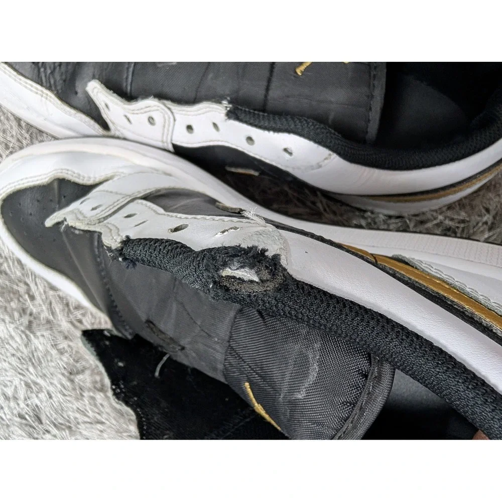 Air Jordan 1 Low Black White Gold 553558-123 Mens Sneakers‎